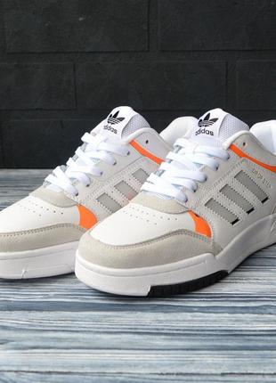 Чоловічі кросівки білі з сірим і помаранчевим у стилі adidas6 фото
