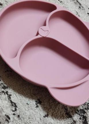 Тарелка силиконовая секционная мишка