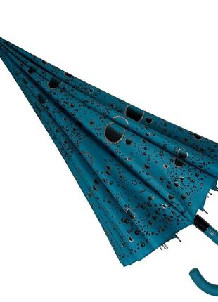 Женский зонт-трость на 16 спиц с абстрактным принтом полуавтомат от фирмы toprain бирюзовый 01541-13 фото