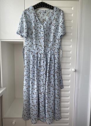 100% вискоза carla fasini длинное голубое платье на пуговицах спереди2 фото