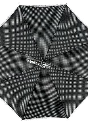 Зонт-трость с рюшами в горошек полуавтомат на 8 спиц от swifts черный sw03180-33 фото