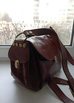 Кожаная сумка с длинной ручкой с накладными карманами  "marino "   италия2 фото