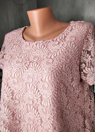 Мереживна блузка ніжно рожевого кольору2 фото