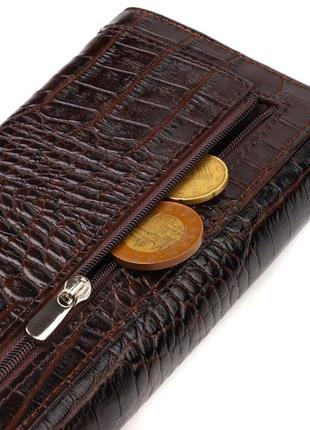 Модный кошелек для женщин из натуральной фактурной кожи с тиснением под крокодила...