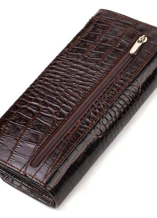 Модный кошелек для женщин из натуральной фактурной кожи с тиснением под крокодила...