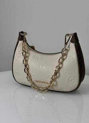 Сумка брендовая michael kors cors cora medium logo embossed shoulder bag кожа оригинал на подарок материнской/девочке1 фото