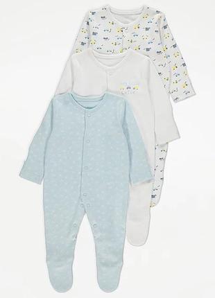 Набір з 3 чоловічків george(англія) бавовна з довгим рукавом 6-9 9-12 12-18 68 74 80 86