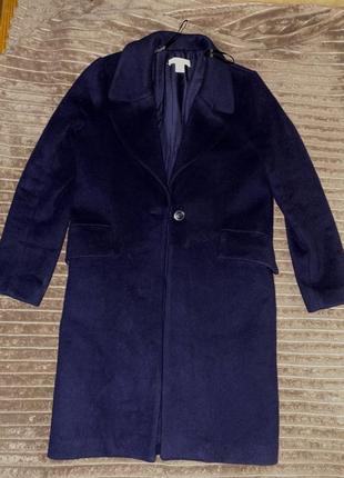 Синее  пальто женское на одну пуговицу xs-s демисезонное 6-8 h&m4 фото