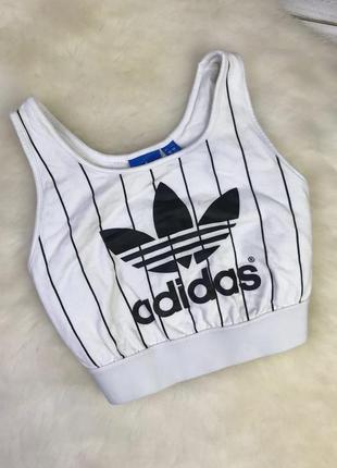 Белый топ adidas big logo в полоску1 фото