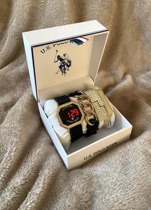 Us polo assn led watch оригінал новий жіночий лед годинник наручний + браслети юс поло1 фото