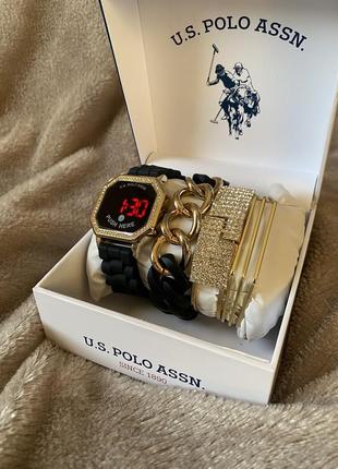 Us polo assn led watch оригінал новий жіночий лед годинник наручний + браслети юс поло2 фото