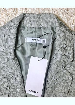 Светло-серый пиджак из гипюра mango6 фото