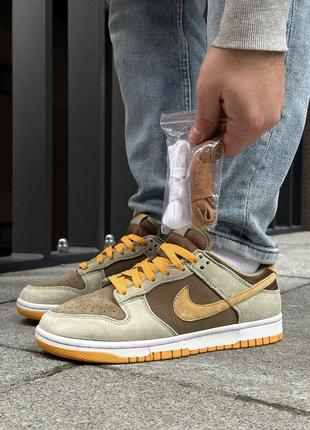 Стильные мужские кроссовки nike sb dunk low dusty olive коричневые8 фото