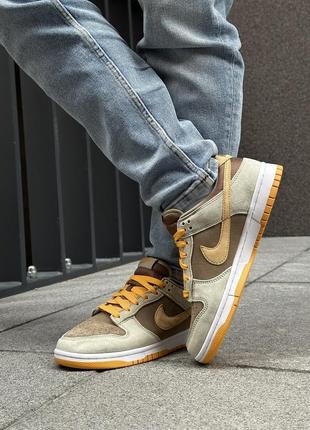 Стильные мужские кроссовки nike sb dunk low dusty olive коричневые4 фото