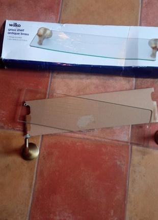 Продам полку ищ настоящего стекла в ванную с бронзовым ручками