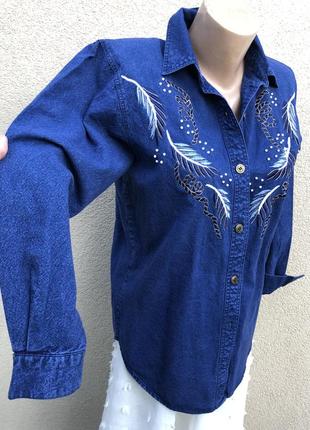 Винтаж,ретро,джинсовая рубашка,блуза с вышивкой,тайланд8 фото