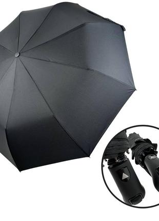 Чоловіча складана парасолька напівавтомат від feeling rain з прямою ручкою є антивітер чорний 0938-12 фото