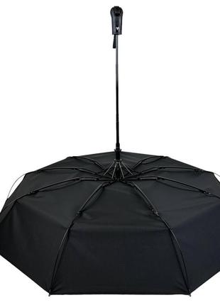 Чоловіча складана парасолька напівавтомат від feeling rain з прямою ручкою є антивітер чорний 0938-17 фото