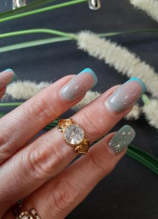 Красносельский ювелир! 👑 кольцо винтаж ссср позолота перстень с кристаллом советский клеймо колечко ретро