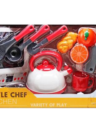 Плита на батарейках little chef з продуктами та посудом mic (bc9004)