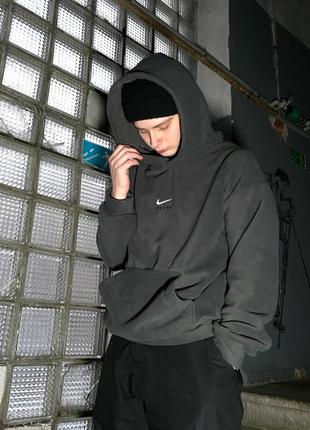 Флис худи nike (nike air fleece hoodie grey)1 фото