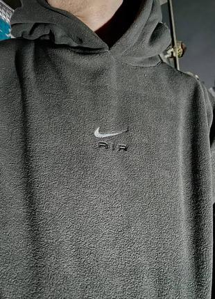 Флис худи nike (nike air fleece hoodie grey)2 фото