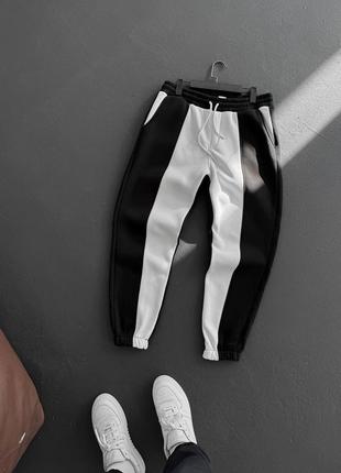 Спортивные мужские брюки/флис/трехнитка/ черно-белые ⚫️⚪️5 фото