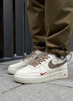 Трендовые мужские кроссовки nike air force 1 yohood rice white бежевые с коричневым