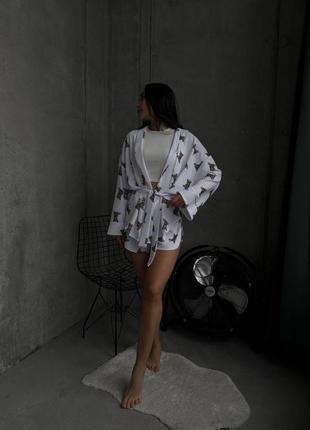 Жіночий комплект двійка халат і шорти з мішками піжама6 фото
