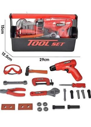 Игровой набор tool set инструменты 8 предметов black and red (95120)2 фото