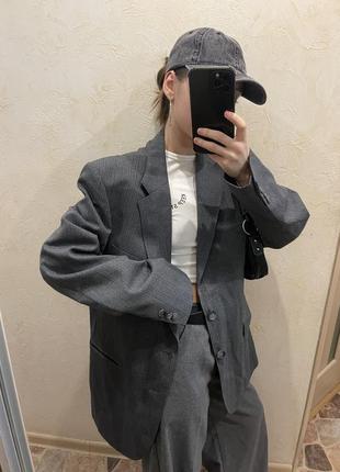 Жакет пиджак винтажный серый