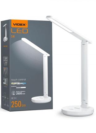 Led лампа настiльна з акумулятором videx vl-tf16w 5w 1800-5000k