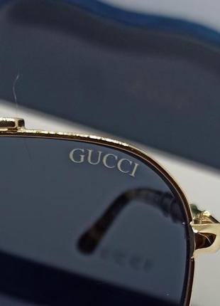 Очки в стиле gucci мужские солнцезащитные капли черные в золотом металле дужки камуфляж10 фото