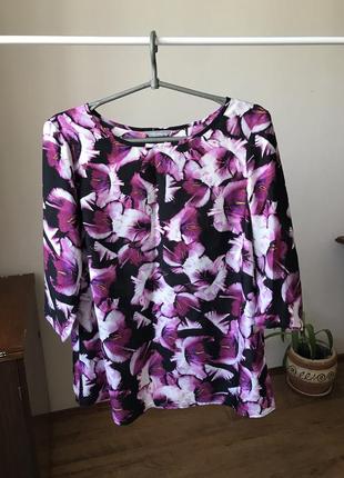 Легкая шифоновая блузка в цветочный принт
