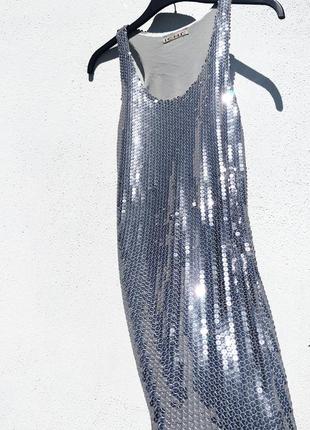 Блестящее серебристое платье с пайетками ichi