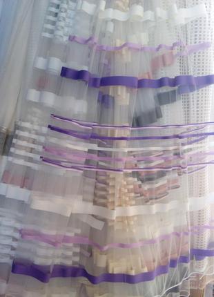 Тюль з смужками фіолетового і бузкового кольору1 фото