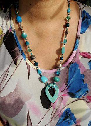 Блакитне вінтажне намисто з америки,  ручна робота