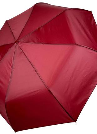 Женский однотонный зонт полуавтомат на 8 спиц от toprain бордовый 0102-4