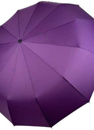 Однотонный зонт-автомат от toprain на 12 спиц фиолетовый 0512-7