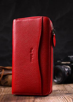 Жіноче портмоне на блискавці з натуральної шкіри tony bellucci 21972 червоний6 фото