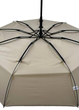 Женский однотонный зонт полуавтомат на 9 спиц антиветер от toprain цвет бежевый 0119-116 фото