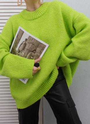 Салатовый оверсайз свитерик h&m