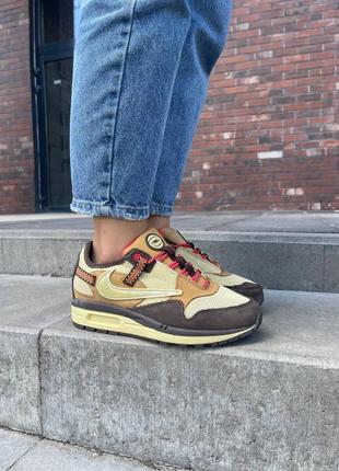 Женские кроссовки nike air max 1 travis scott cactus jack baroque brown