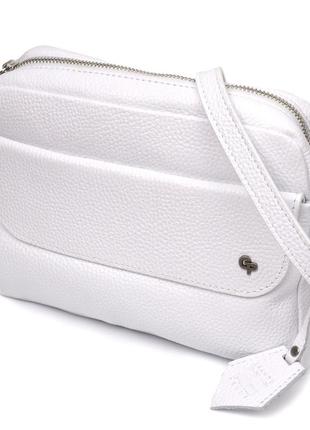 Жіноча сумка крос-боді з натуральної шкіри grande pelle 11650 біла