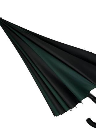 Жіноча парасолька-тростина на 16 спиць із контрастними секторами напівавтомат від фірми toprain зелений 0616-86 фото
