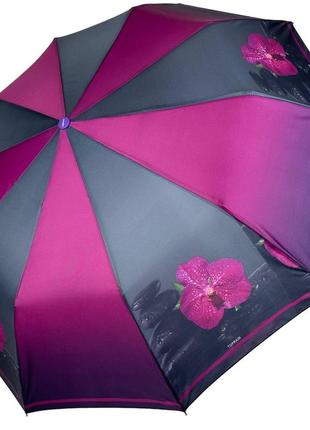 Женский складной зонт полуавтомат на 10 спиц от toprain с принтом "гармония" цвет фуксия 0622-6
