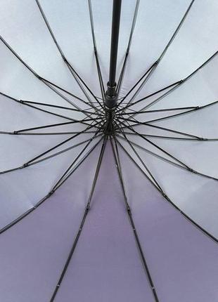 Жіноча парасолька-тростина хамелеон на 16 спиць напівавтомат від toprain бузкова 01002-75 фото