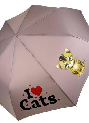 Детский складной зонт для девочек и мальчиков на 8 спиц "icats" с котиком от toprain пудровый 02089-6