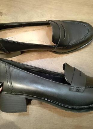 Стильные кожаные туфли лоферы р.40-41/шкіряні туфлі1 фото