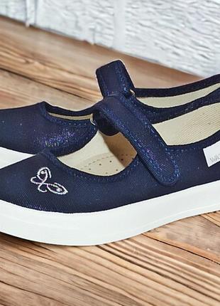 Детские тапочки для девочки waldi алина бабочка синие р.30-35